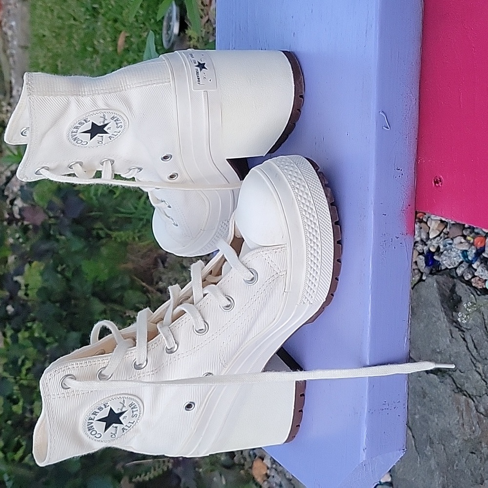 Converse White Heeled Boots